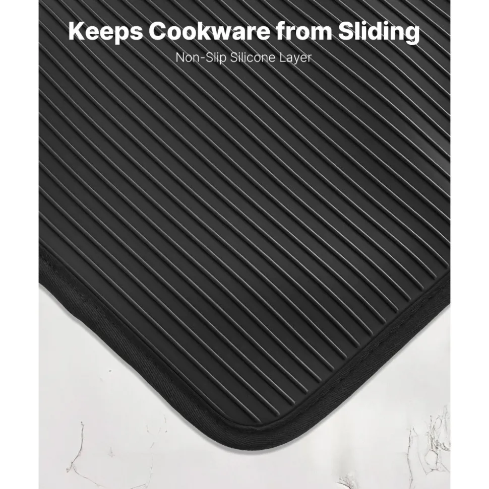 VEVOR Pot Holders, Heat Resistant to 500°F with Ribbed Soft Anti-Slip Silicone Strips, 100% Cotton 9.06 x 8.98 inch Hot Pads with 2 No-Marks Hooks, Washable Pot Trivets for Kitchen & Barbeque, 2 Pack
