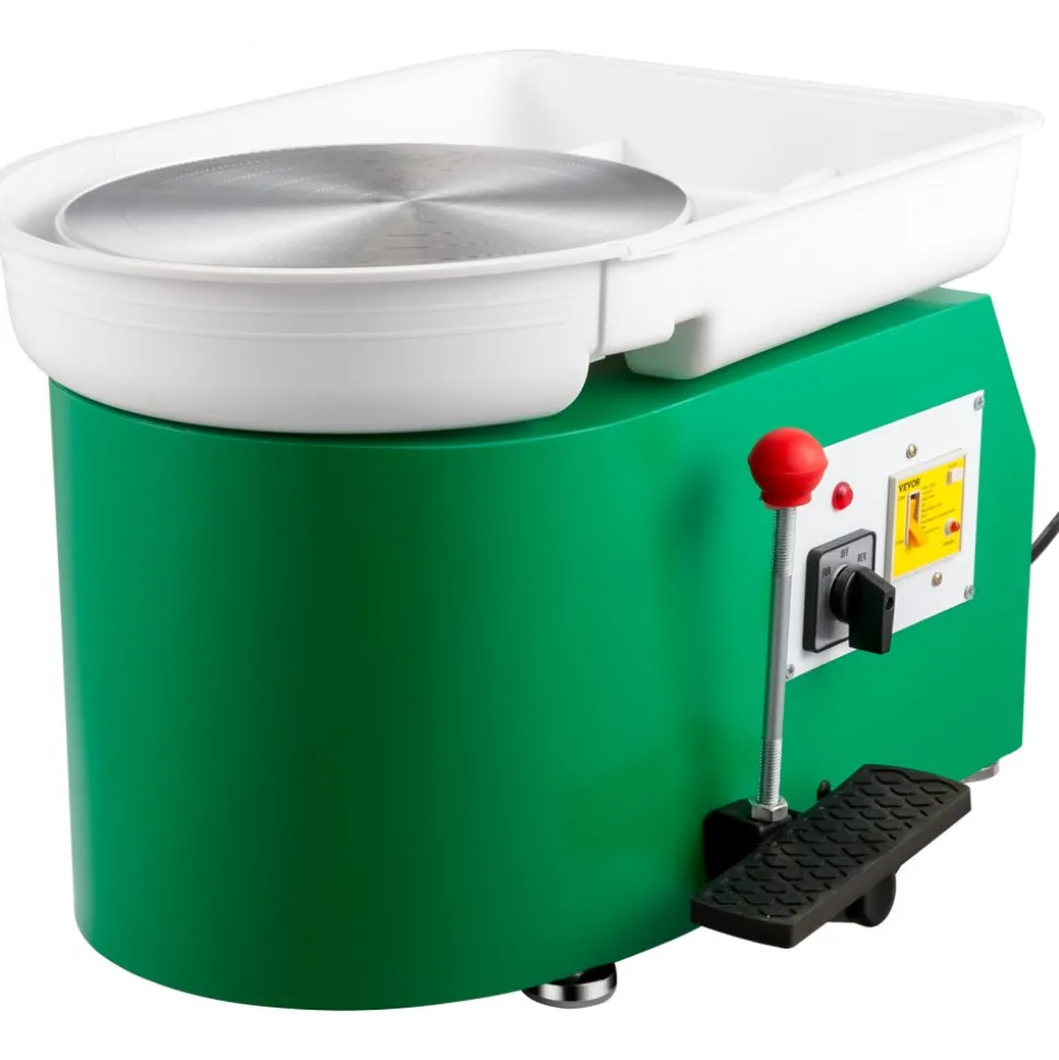 VEVOR Pottery Wheel 28cm Pottery Forming Machine 350W Electric Pottery Wheel with Adjustable Feet Lever Pedal DIY Clay Tool with Tray for Ceramic Work Clay Art DIY Clay Green, 18 Piece
