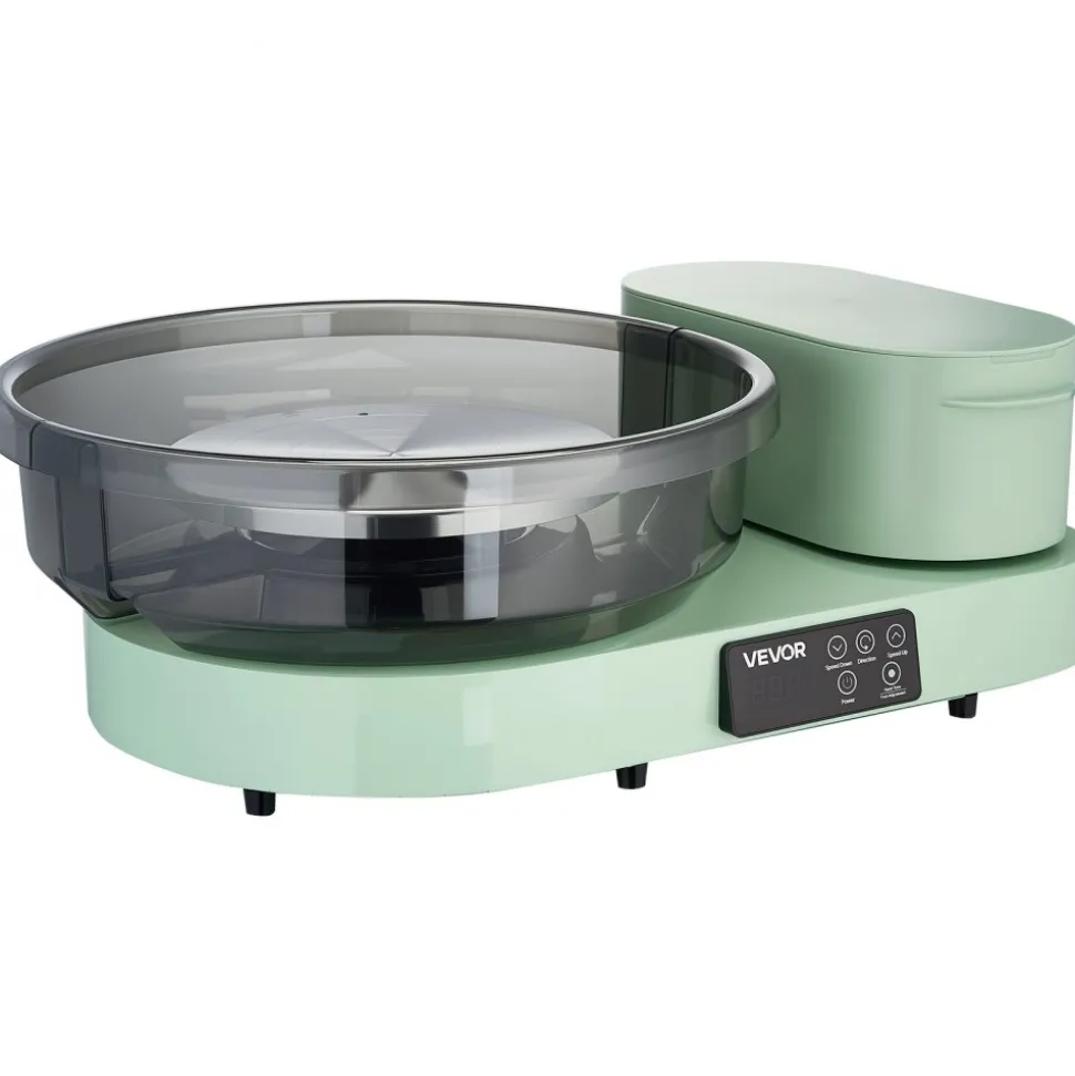 VEVOR Pottery Wheel for Adults, 14" and 11" Turntables, 450W Electric Table Top Pottery Wheel with Foot Pedal, 30-300 RPM Adjustable Speed, Aluminum Body, for Beginners, DIY Clay Art Craft, Green