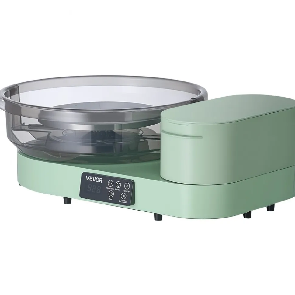 VEVOR Pottery Wheel for Adults, 14" and 11" Turntables, 450W Electric Table Top Pottery Wheel with Foot Pedal, 30-300 RPM Adjustable Speed, Aluminum Body, for Beginners, DIY Clay Art Craft, Green