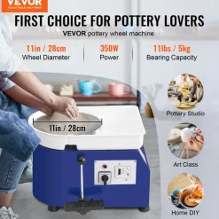 VEVOR Pottery Wheel for Adults and Beginners, 350W, 11in Clay Wheel Forming Machine, Adjustable 0-300RPM Speed Handle and Pedal Control, ABS Detachable Basin, Accessory Kit for Craft DIY, Blue Updated