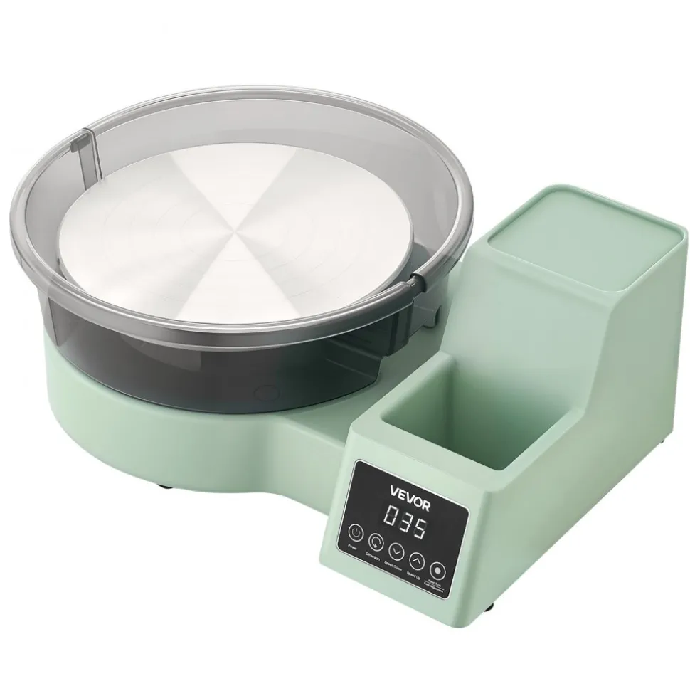 VEVOR Pottery Wheel for Adults, 11" Aluminum Turntable, 450W Electric Table Top Pottery Wheel with Foot Pedal, 30-300 RPM Adjustable Speed, Detachable Basin, for Beginners, DIY Clay Art Craft, Green