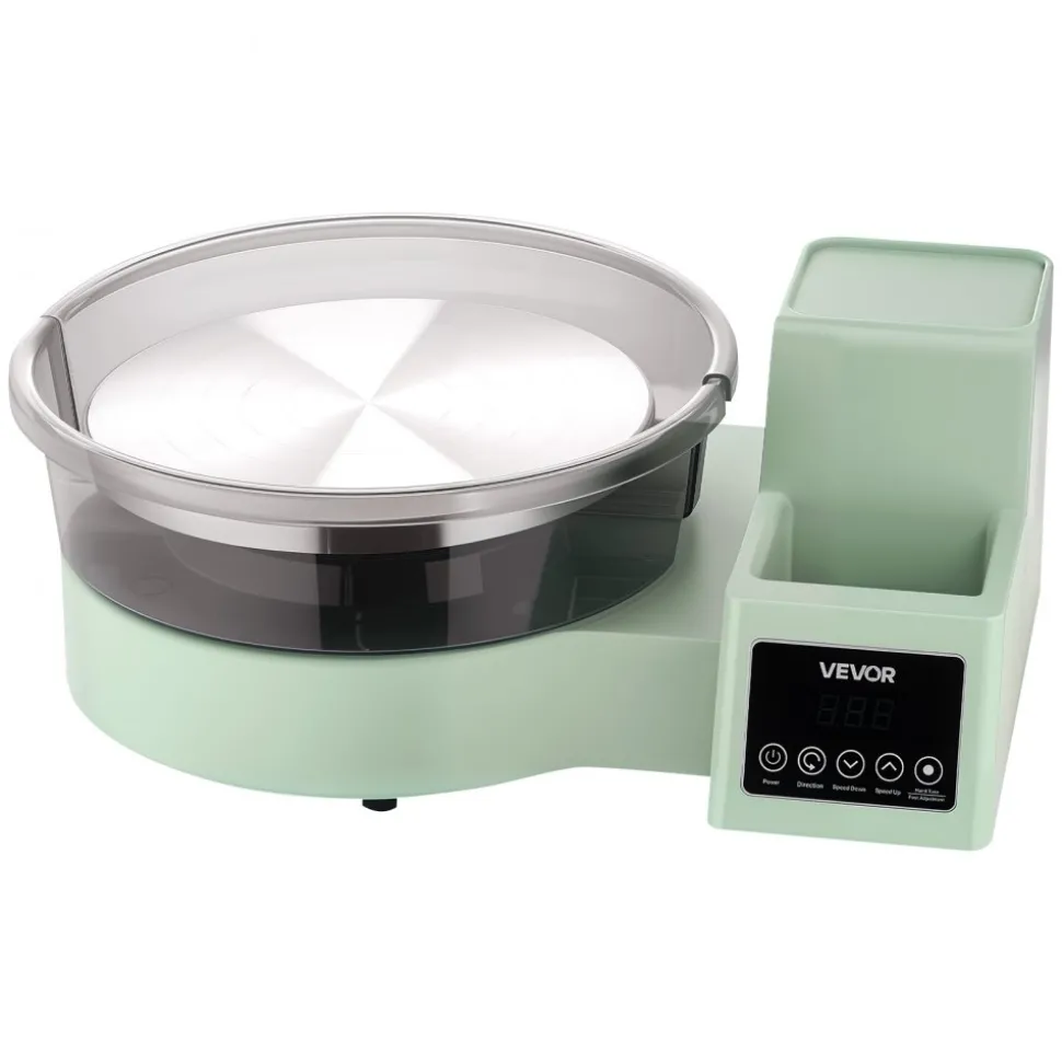 VEVOR Pottery Wheel for Adults, 11" Aluminum Turntable, 450W Electric Table Top Pottery Wheel with Foot Pedal, 30-300 RPM Adjustable Speed, Detachable Basin, for Beginners, DIY Clay Art Craft, Green