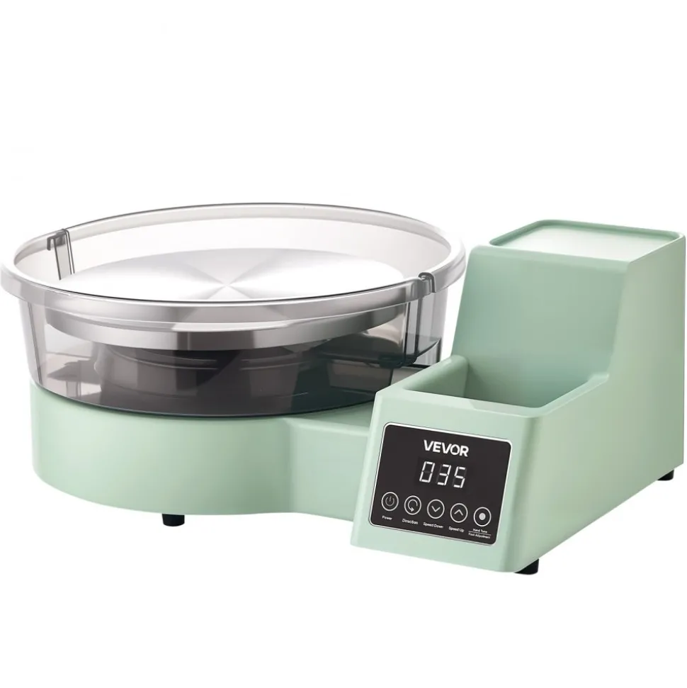 VEVOR Pottery Wheel for Adults, 11" Aluminum Turntable, 450W Electric Table Top Pottery Wheel with Foot Pedal, 30-300 RPM Adjustable Speed, Detachable Basin, for Beginners, DIY Clay Art Craft, Green