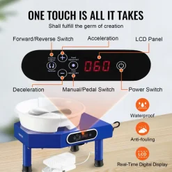 VEVOR Pottery Wheel, 10 in Ceramic Wheel Forming Machine, 60-300 RPM Adjustable Speed with Foot Pedal, ABS Detachable Basin, Manual LCD Panel, Sculpting Tool and Apron, for Home Pottery Craft DIY