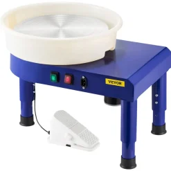 VEVOR Pottery Wheel, 14 in Ceramic Wheel Forming Machine, 60-300 RPM Adjustable Speed with Foot Pedal Control, Detachable Basin, Adjustable Lift Leg, Complete Accessories for Home Pottery, DIY, Blue