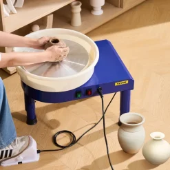 VEVOR Pottery Wheel, 14 in Ceramic Wheel Forming Machine, 60-300 RPM Adjustable Speed with Foot Pedal Control, Detachable Basin, Adjustable Lift Leg, Complete Accessories for Home Pottery, DIY, Blue