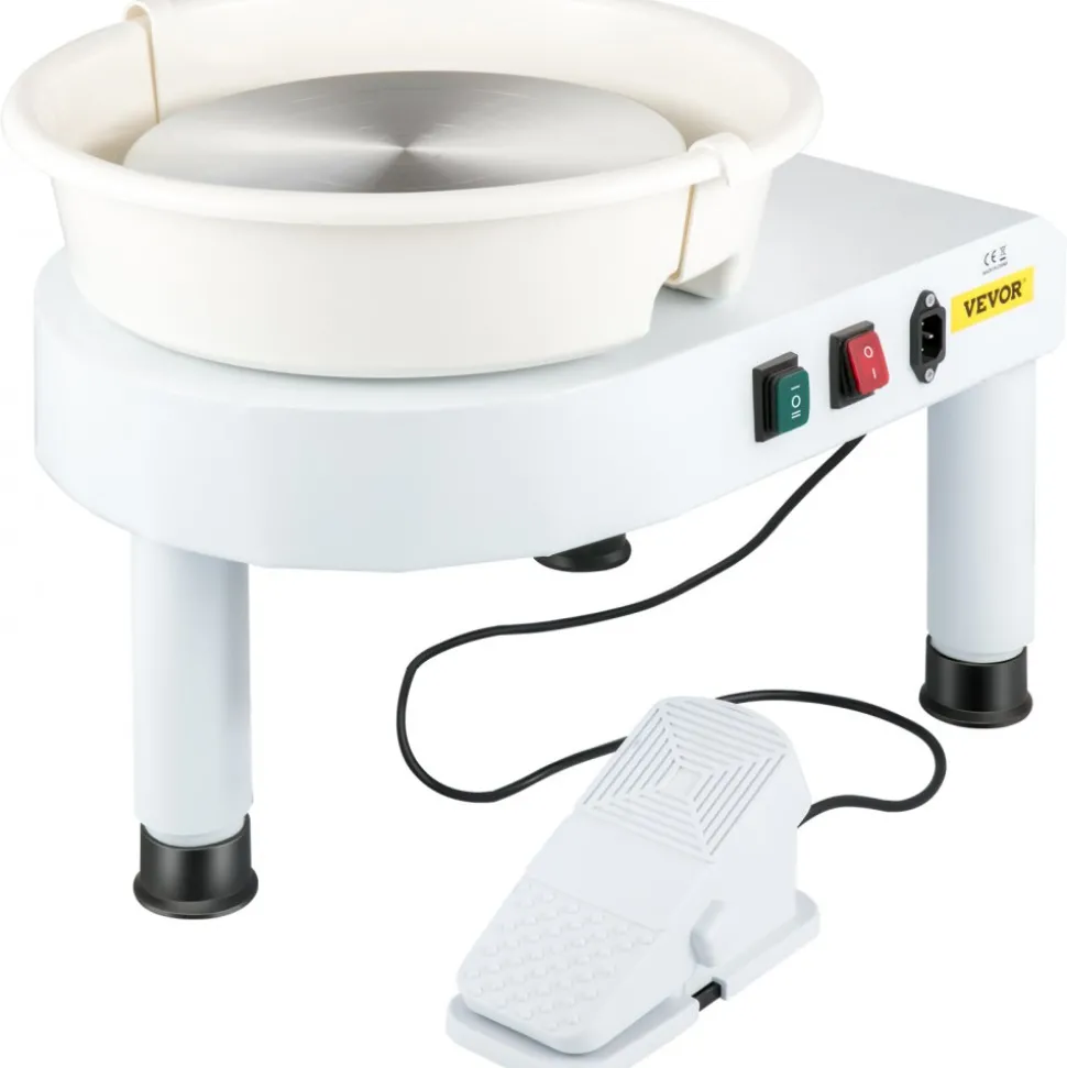 VEVOR Pottery Wheel, 11in Ceramic Wheel Forming Machine, 0-300RPM Speed Manual Adjustable 0-7.8in Lift Leg, Foot Pedal Detachable Basin, Sculpting Tool Accessory Kit for Work Art Craft DIY