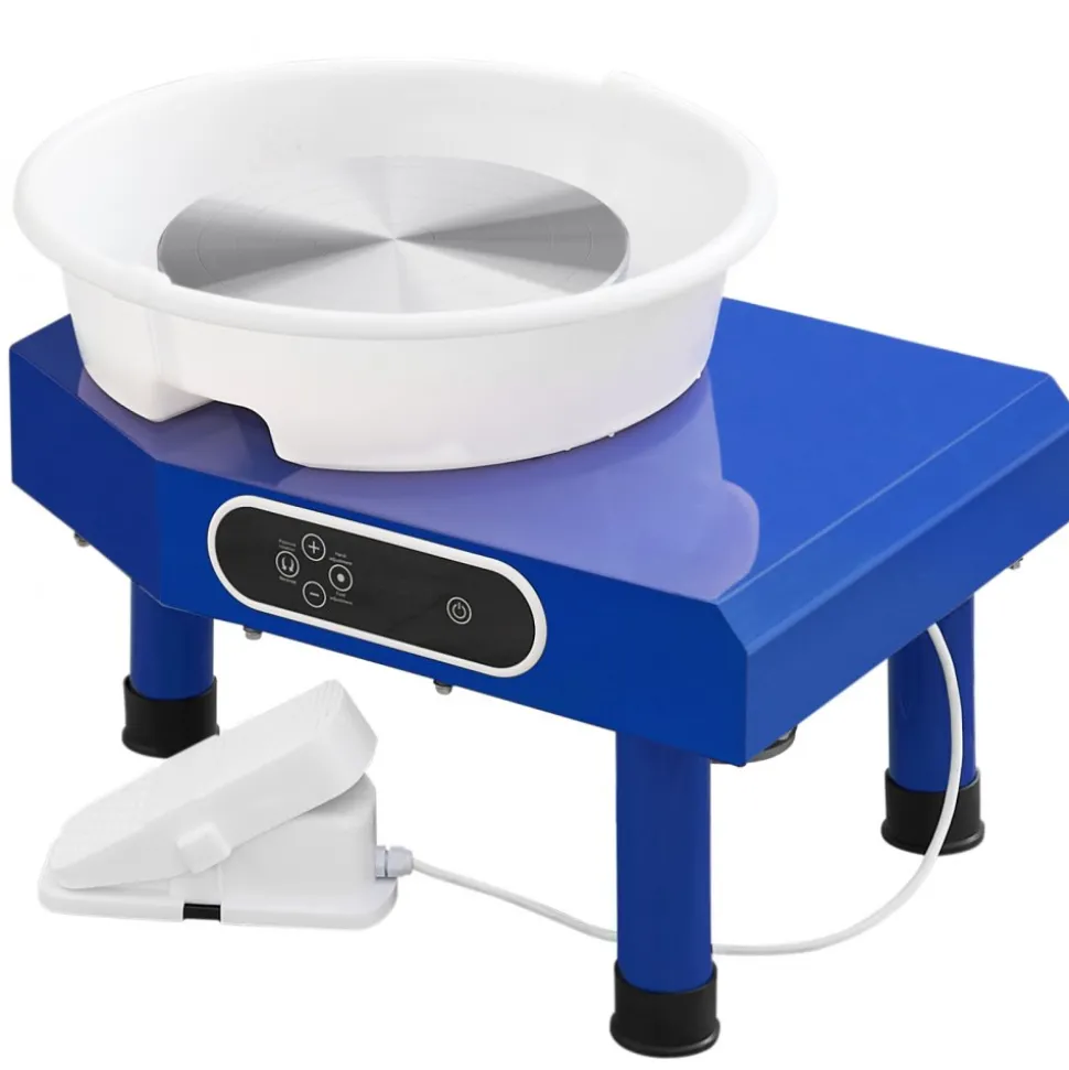 VEVOR Pottery Wheel, 10in Ceramic Wheel Forming Machine, Foot Pedal ABS Detachable Basin, 60-300RPM Adjustable Speed Manual LCD Panel, Sculpting Tool Apron Accessory Kit for Work Art Craft DIY