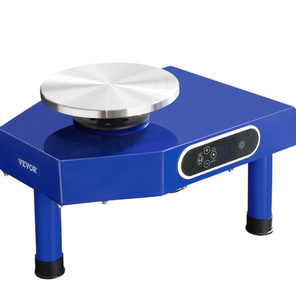 VEVOR Pottery Wheel, 10in Ceramic Wheel Forming Machine, Foot Pedal ABS Detachable Basin, 60-300RPM Adjustable Speed Manual LCD Panel, Sculpting Tool Apron Accessory Kit for Work Art Craft DIY