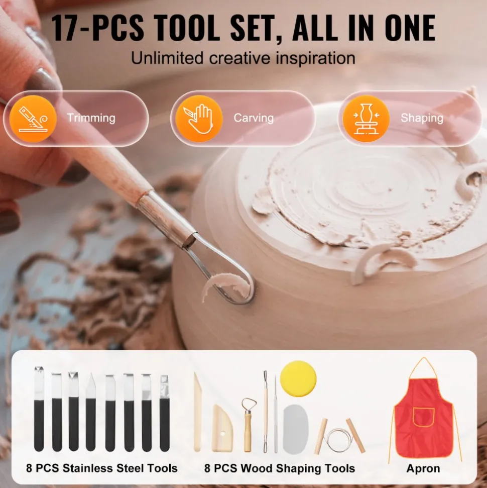 VEVOR Pottery Wheel, 10 inch Pottery Forming Machine, 350W Electric Wheel for Pottery with Foot Pedal and LCD Touch Screen, Direct Drive Ceramic Wheel with Shaping Tools for DIY Art Craft, Pink