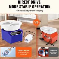 VEVOR Pottery Wheel, 11 inch Pottery Forming Machine, 350W Electric Wheel for Pottery with Foot Pedal and LCD Touch Screen, Direct Drive Ceramic Wheel with Shaping Tools for DIY Art Craft, Blue