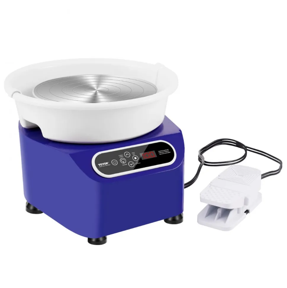 VEVOR Pottery Wheel, 11 inch Pottery Forming Machine, 350W Electric Wheel for Pottery with Foot Pedal and LCD Touch Screen, Direct Drive Ceramic Wheel with Shaping Tools for DIY Art Craft, Blue