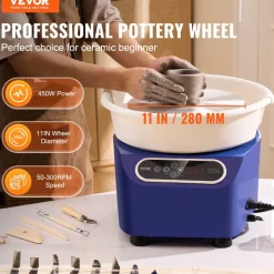 VEVOR Pottery Wheel, 11 inch Pottery Forming Machine, 350W Electric Wheel for Pottery with Foot Pedal and LCD Touch Screen, Direct Drive Ceramic Wheel with Shaping Tools for DIY Art Craft, Blue