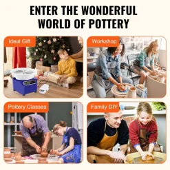 VEVOR Pottery Wheel, 11 inch Pottery Forming Machine, 350W Electric Wheel for Pottery with Foot Pedal and LCD Touch Screen, Direct Drive Ceramic Wheel with Shaping Tools for DIY Art Craft, Blue