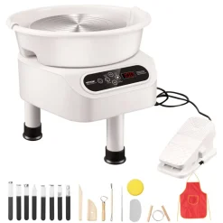 VEVOR Pottery Wheel, 11 inch Pottery Forming Machine, 450W Electric Wheel for Pottery with Foot Pedal and LCD Touch Screen, Direct Drive Ceramic Wheel with 3 Support Legs for DIY Art Craft, White