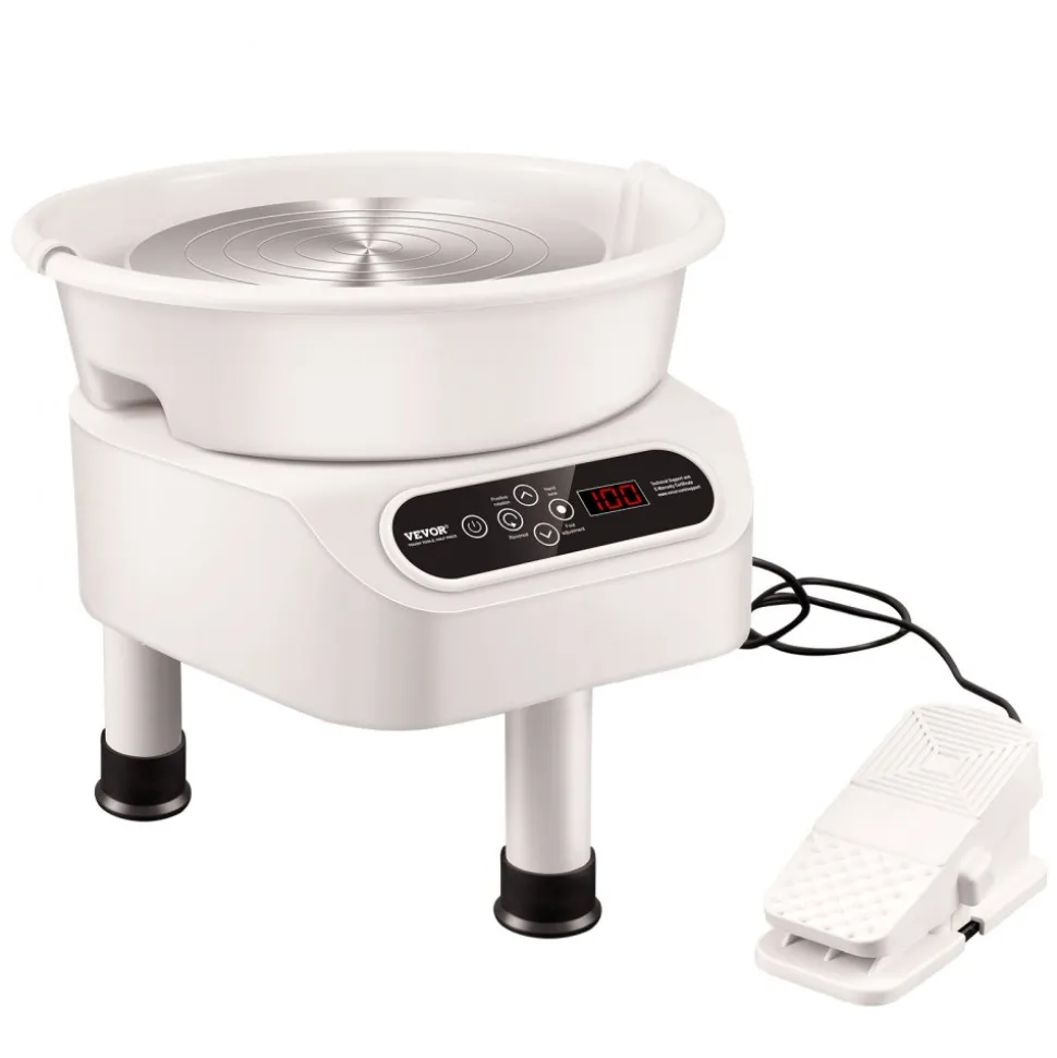 VEVOR Pottery Wheel, 10 inch Pottery Forming Machine, Direct Drive Ceramic Wheel with 3 Support Legs for DIY Art Craft, 350W Electric Wheel for Pottery with Foot Pedal and LCD Touch Screen, White