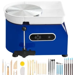 VEVOR Pottery Wheel, 450W, For Adults and Beginners, 11in Clay Wheel Machine, Adjustable 60-300RPM Speed Handle and Pedal, ABS Detachable Basin, Accessory Kit for Craft DIY, LCD Touch Screen, Blue