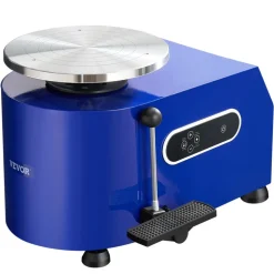 VEVOR Pottery Wheel, 450W, 11 in Clay Wheel Forming Machine, 60-300 RPM Adjustable Speed with Handle and Pedal Control, ABS Detachable Basin, Accessory Kit for Adults and Beginners Craft DIY, Blue