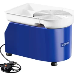 VEVOR Pottery Wheel, 450W, 11 in Clay Wheel Forming Machine, 60-300 RPM Adjustable Speed with Handle and Pedal Control, ABS Detachable Basin, Accessory Kit for Adults and Beginners Craft DIY, Blue