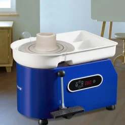 VEVOR Pottery Wheel, 450W, 11 in Clay Wheel Forming Machine, 60-300 RPM Adjustable Speed with Handle and Pedal Control, ABS Detachable Basin, Accessory Kit for Adults and Beginners Craft DIY, Blue