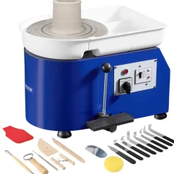 VEVOR Pottery Wheel, 350W, 11 in Clay Wheel Forming Machine, 60-300 RPM Adjustable Speed with Handle and Pedal Control, ABS Detachable Basin, Accessory Kit for Adults and Beginners Craft DIY, Blue
