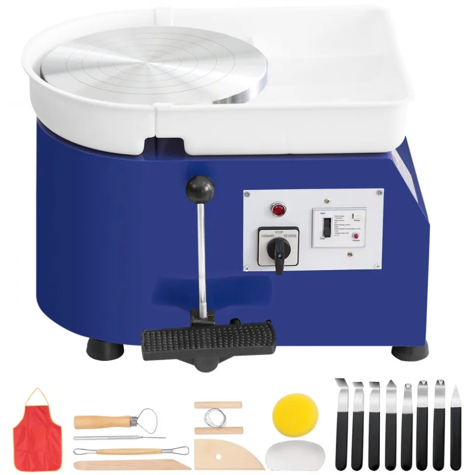 VEVOR Pottery Wheel, 350W, 11 in Clay Wheel Forming Machine, 60-300 RPM Adjustable Speed with Handle and Pedal Control, ABS Detachable Basin, Accessory Kit for Adults and Beginners Craft DIY, Blue