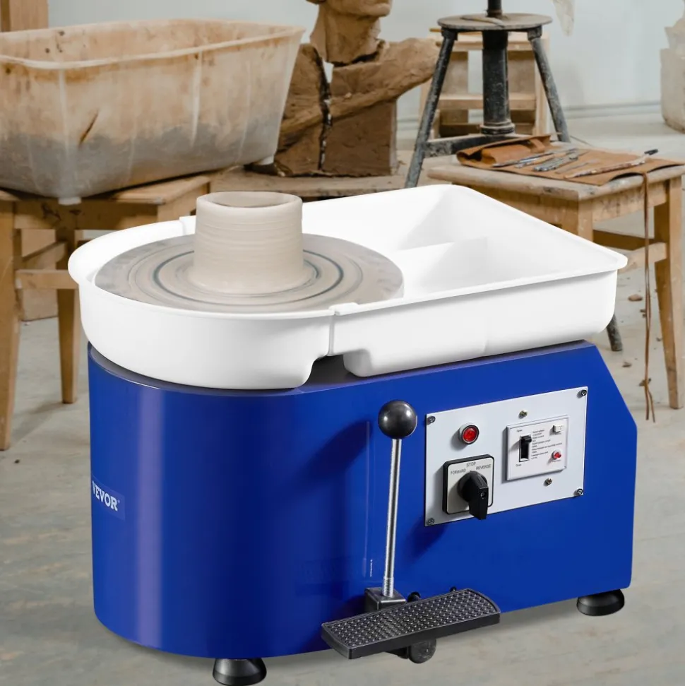 VEVOR Pottery Wheel, 350W, 11 in Clay Wheel Forming Machine, 60-300 RPM Adjustable Speed with Handle and Pedal Control, ABS Detachable Basin, Accessory Kit for Adults and Beginners Craft DIY, Blue