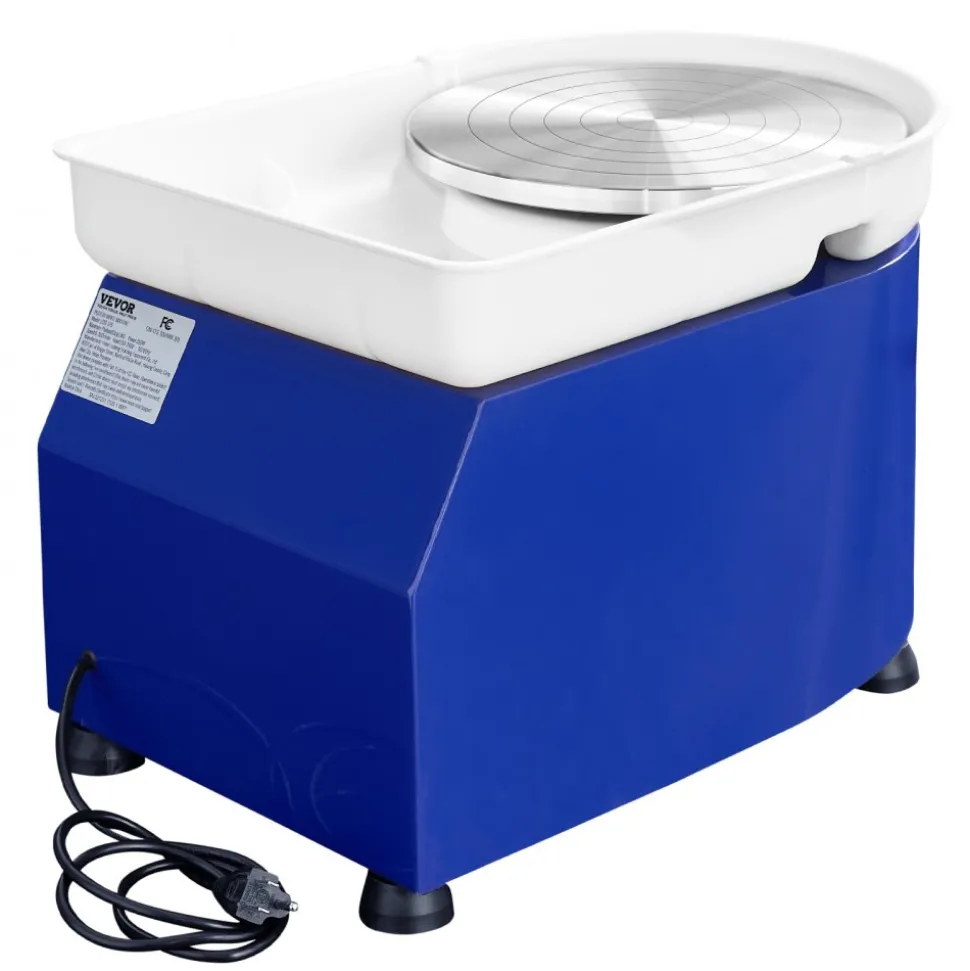 VEVOR Pottery Wheel, 350W, 11 in Clay Wheel Forming Machine, 60-300 RPM Adjustable Speed with Handle and Pedal Control, ABS Detachable Basin, Accessory Kit for Adults and Beginners Craft DIY, Blue