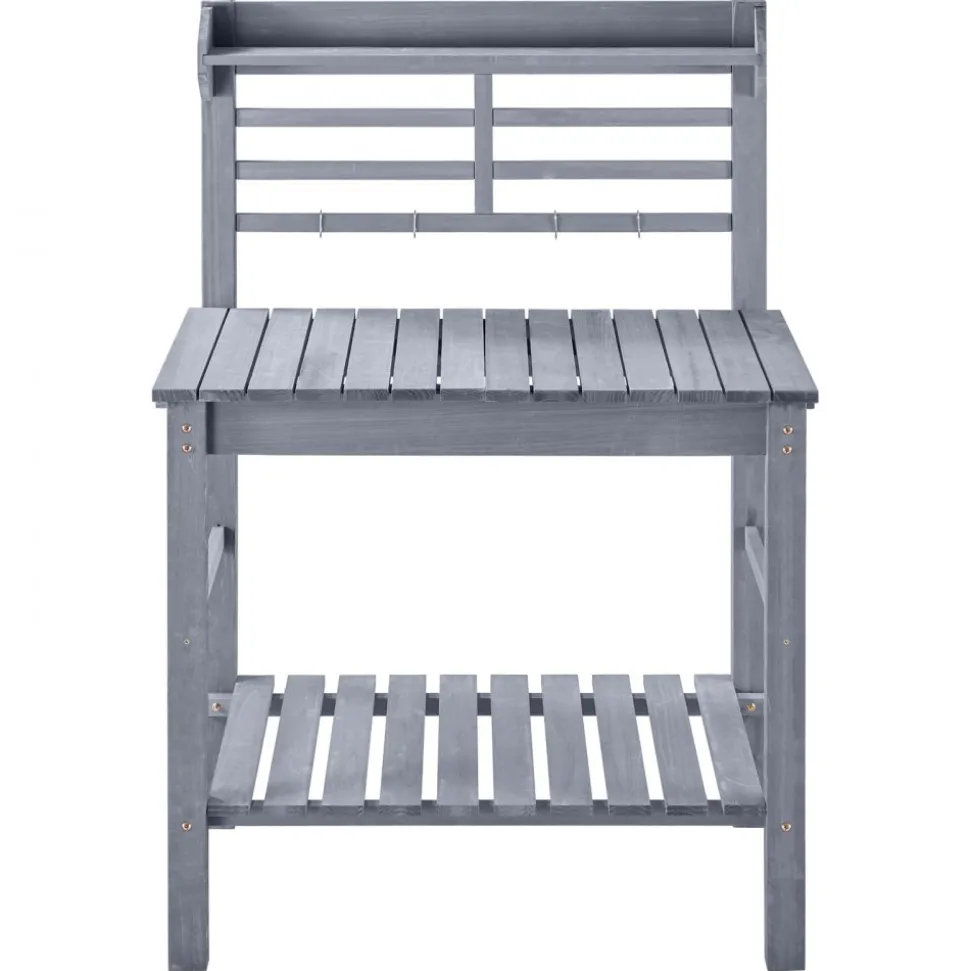 VEVOR Potting Bench Table, Outdoor Gardening Wooden Storage Cabinet with 39 x 19 in Wood Tabletop, Garden Planting Workstation with Large Storage Space for Patio, Backyard, Gray