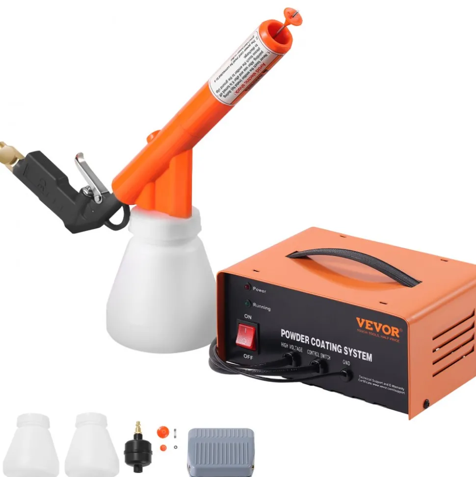 VEVOR Powder Coating System, 50KV Electrostatic Output Powder Coating Kit with Foot Switch, Spray Gun, Nozzles and Powder Cups, Powder Coating Equipment for Home DIY and Commercial Production