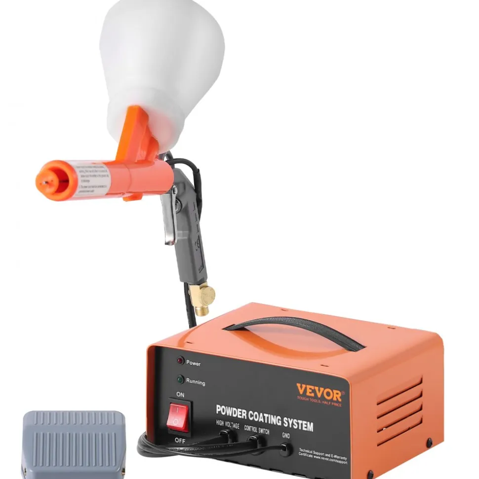 VEVOR Powder Coating System, 50KV Electrostatic Output Powder Coating Kit with Foot Switch, Spray Gun, Nozzles and Powder Cups, Powder Coating Equipment for Home DIY and Commercial Production