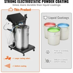 VEVOR Powder Coating System, 50 W 100KV Electrostatic Output Powder Coating Kit with 50L Powder Hopper, 450g Per Minute Powder Coating Machine with Spray Gun and Trolley Base, for Indoor and Outdoor