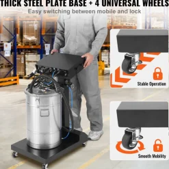 VEVOR Powder Coating System, 40 W 100KV Electrostatic Output Powder Coating Kit with 50L Powder Hopper, 450g Per Minute Powder Coating Machine with Spray Gun and Trolley Base, for Indoor and Outdoor