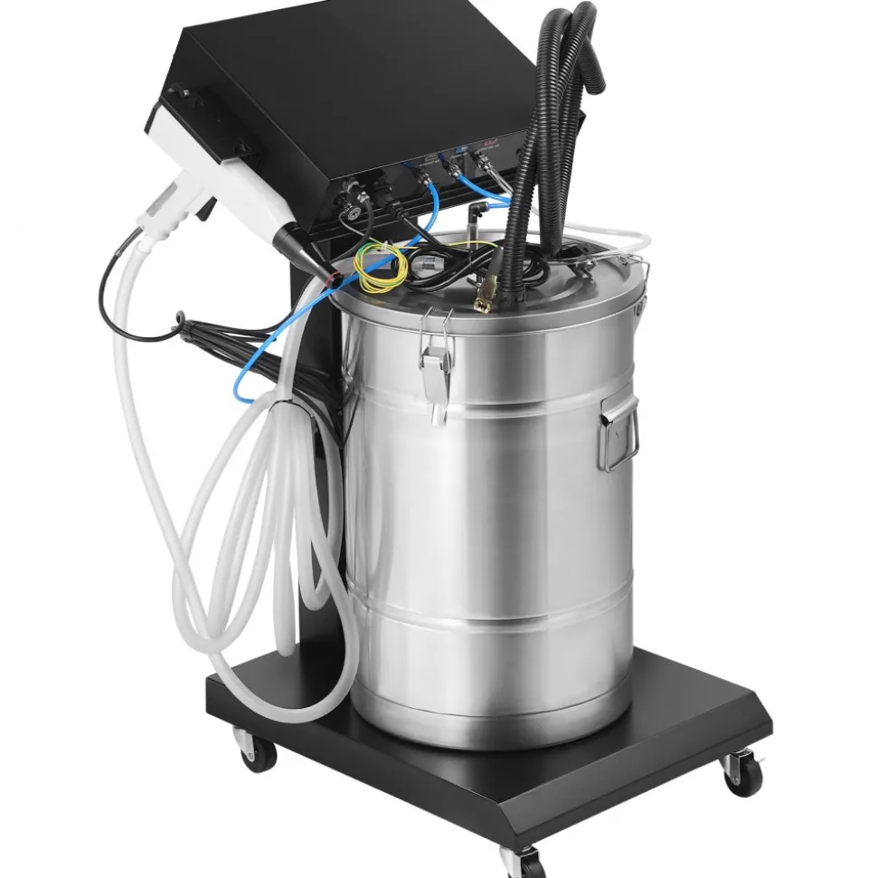 VEVOR Powder Coating System, 40 W 100KV Electrostatic Output Powder Coating Kit with 50L Powder Hopper, 450g Per Minute Powder Coating Machine with Spray Gun and Trolley Base, for Indoor and Outdoor