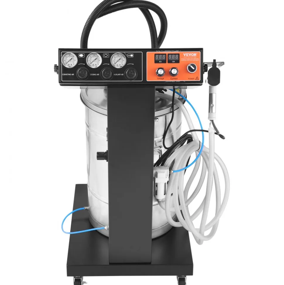 VEVOR Powder Coating System, 40 W 100KV Electrostatic Output Powder Coating Kit with 50L Powder Hopper, 450g Per Minute Powder Coating Machine with Spray Gun and Trolley Base, for Indoor and Outdoor