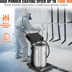 VEVOR Powder Coating System, 40 W 100KV Electrostatic Output Powder Coating Kit with 50L Powder Hopper, 450g Per Minute Powder Coating Machine with Spray Gun and Trolley Base, for Indoor and Outdoor