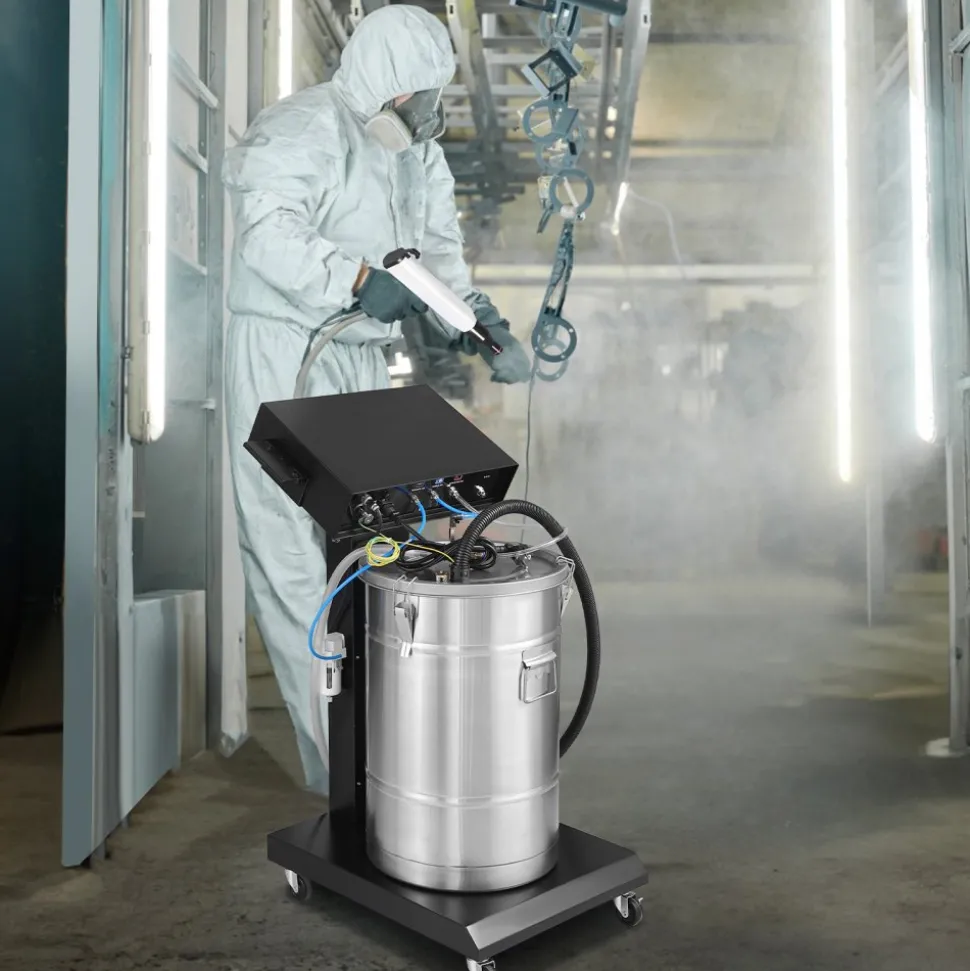VEVOR Powder Coating System, 40 W 100KV Electrostatic Output Powder Coating Kit with 50L Powder Hopper, 450g Per Minute Powder Coating Machine with Spray Gun and Trolley Base, for Indoor and Outdoor