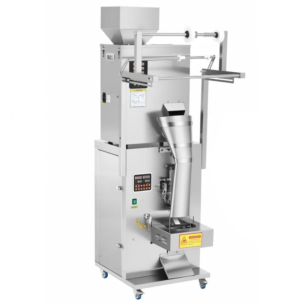 VEVOR Powder Filling and Sealing Machine, 10-500g(0.02-1.1lbs) Automatic Particle Granule Packaging Machine, Stainless Steel, Weighing Filling Sealing, for Coffee Beans, Grains, Tea, Spices, Silver