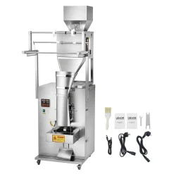 VEVOR Powder Filling and Sealing Machine, 10-999g(0.02-2.2lbs) Automatic Particle Granule Packaging Machine, Stainless Steel, Weighing Filling Sealing, for Coffee Beans, Grains, Tea, Spices, Silver