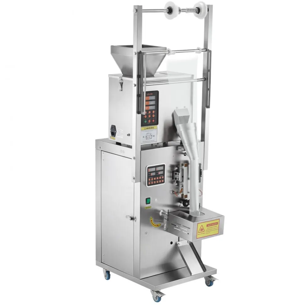 VEVOR Powder Filling and Sealing Machine, 3-200g(0.01-0.44lbs) Automatic Particle Granule Packaging Machine, Stainless Steel, Weighing Filling Sealing, for Coffee Beans, Grains, Tea, Spices, Silver