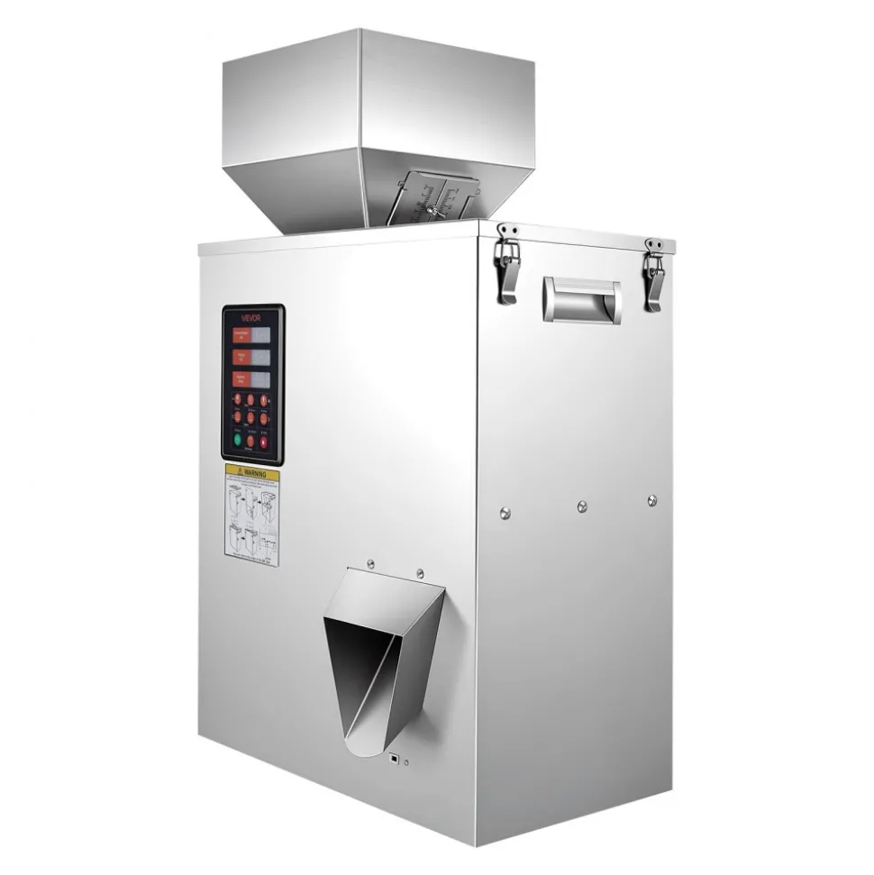 VEVOR Powder Filling Machine, 10-500g (0.02-1.1lbs) Automatic Particle Dispenser, High Accuracy, Stainless Steel, Intelligent Weighing Dispensing Filler for Coffee Beans, Grains, Tea, Spices, Silver