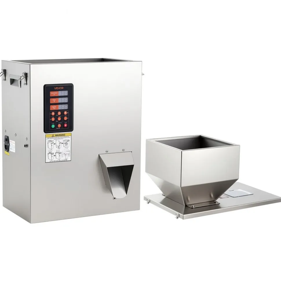 VEVOR Powder Filling Machine, 10-500g (0.02-1.1lbs) Automatic Particle Dispenser, High Accuracy, Stainless Steel, Intelligent Weighing Dispensing Filler for Coffee Beans, Grains, Tea, Spices, Silver