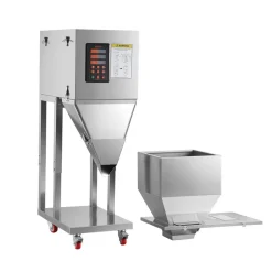 VEVOR Powder Filling Machine, 10-999g (0.02-2.2lbs) Automatic Particle Dispenser, Stainless Steel, Intelligent Weighing Dispensing Filler with Foot Pedal, for Coffee Beans, Grains, Tea, Spices, Silver