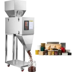 VEVOR Powder Filling Machine, 10-999g (0.02-2.2lbs) Automatic Particle Dispenser, Stainless Steel, Intelligent Weighing Dispensing Filler with Foot Pedal, for Coffee Beans, Grains, Tea, Spices, Silver