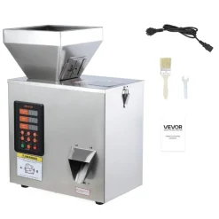 VEVOR Powder Filling Machine, 1-99.9g (0.002-0.22lbs) Automatic Particle Dispenser, High Accuracy, Stainless Steel, Intelligent Weighing Dispensing Filler for Coffee Beans, Grains, Tea, Spices, Silver
