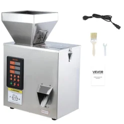 VEVOR Powder Filling Machine, 3-200g (0.01-0.44 lbs) Automatic Particle Dispenser, High Accuracy, Stainless Steel, Intelligent Weighing Dispensing Filler for Coffee Beans, Grains, Tea, Spices, Silver