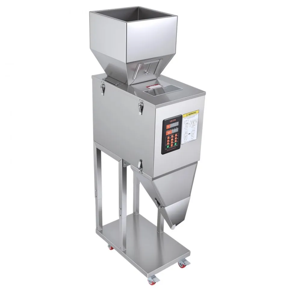 VEVOR Powder Filling Machine, 20-3000g (0.04 - 6.61lbs) Automatic Particle Dispenser, Stainless Steel, Smart Weighing Dispensing Filler w/ Foot Pedal, for Coffee Beans, Grains, Tea, Spices, Silver