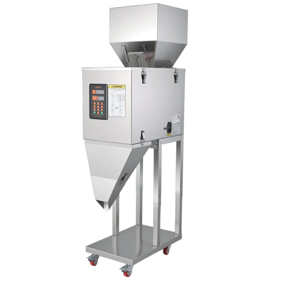 VEVOR Powder Filling Machine, 20-3000g (0.04 - 6.61lbs) Automatic Particle Dispenser, Stainless Steel, Smart Weighing Dispensing Filler w/ Foot Pedal, for Coffee Beans, Grains, Tea, Spices, Silver
