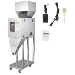 VEVOR Powder Filling Machine, 20-3000g (0.04 - 6.61lbs) Automatic Particle Dispenser, Stainless Steel, Smart Weighing Dispensing Filler w/ Foot Pedal, for Coffee Beans, Grains, Tea, Spices, Silver